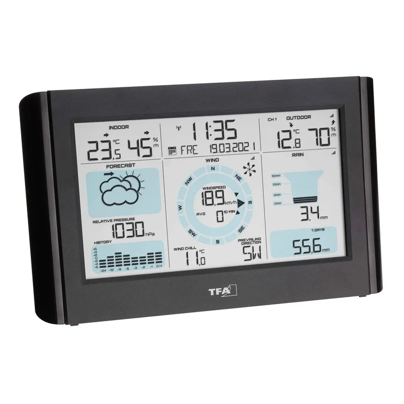 TFA Trådløs Vejrstation WEATHER PRO Vind- og Regnmåler Sort - 1603723