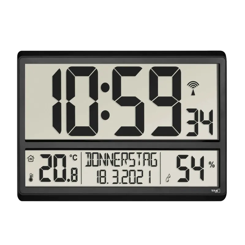 TFA Digital XL Radiostyret Ur til Rummet Sort - 1603677