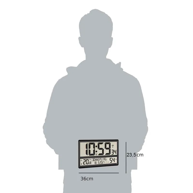 TFA Digital XL Radiostyret Ur til Rummet Sort - 1603677