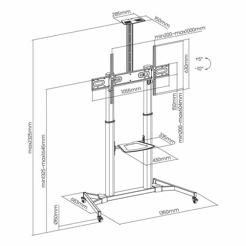 SBOX Mobil Gulvstativ VESA 1000/100