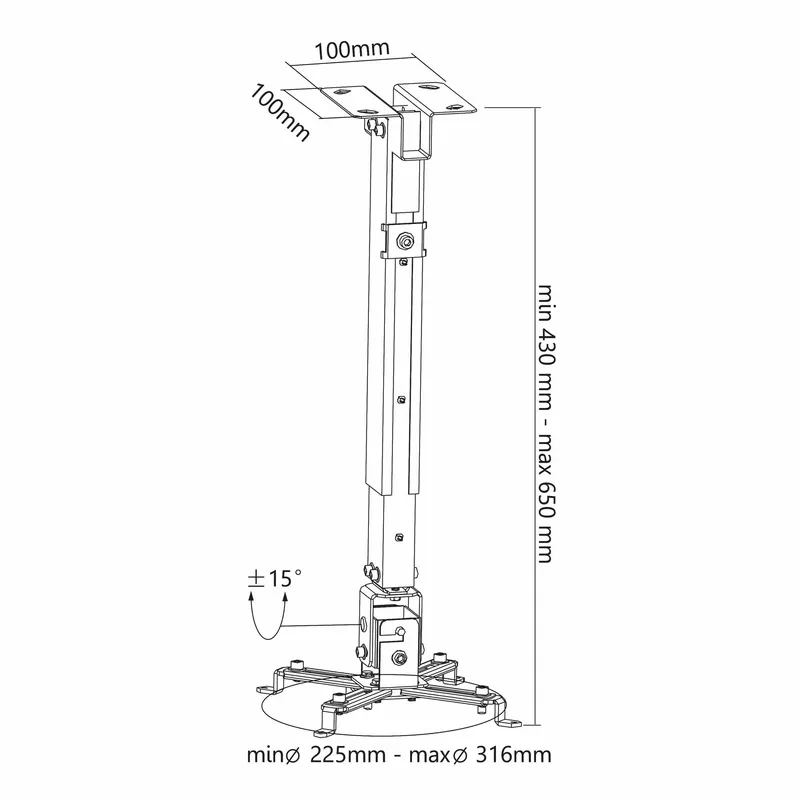 SBOX Projektor Loftsbeslag 20kg Sort - 2053714