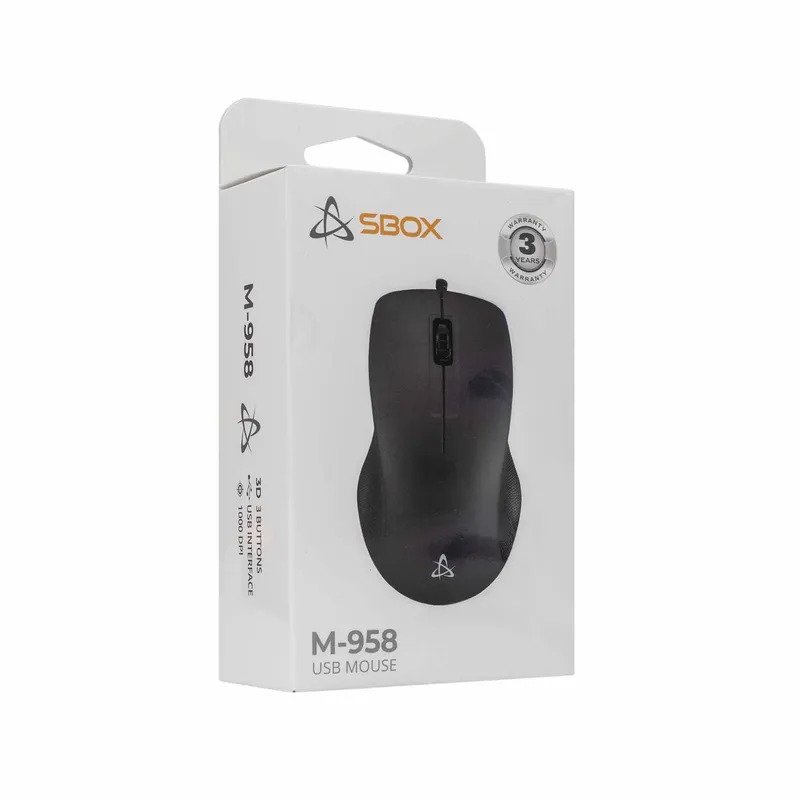 SBOX Kablede USB Mus 3D 1.000dpi Sort - 2053830