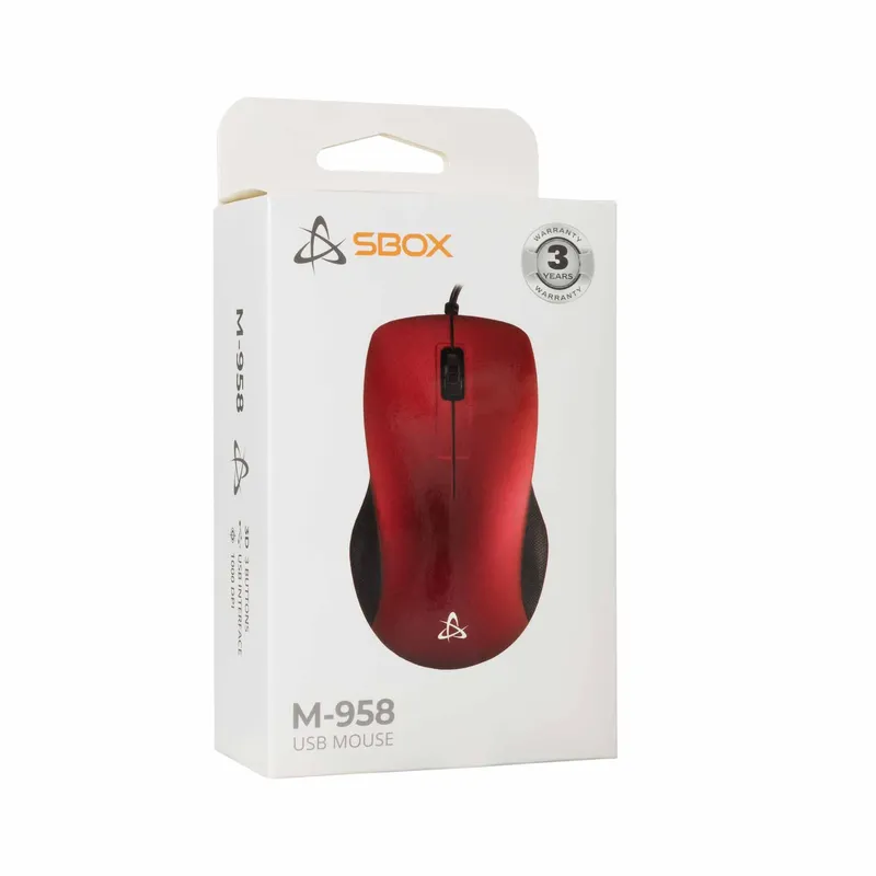 SBOX Kablede USB Mus 3D 1.000dpi Rød - 2053831