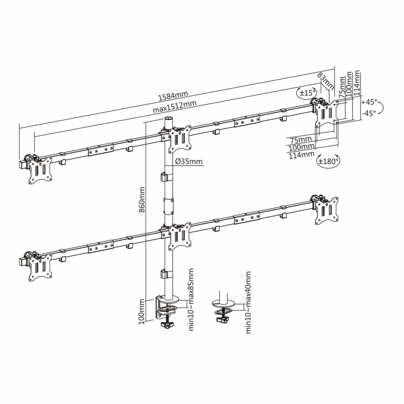 SBOX Skrivebord Skærmbeslag VESA 100/32