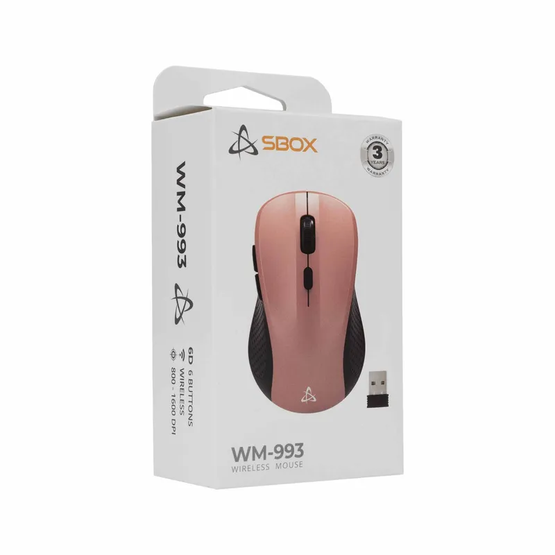 SBOX 2.4 GHz Trådløse Mus 6D 1.600dpi Pink - 9450346