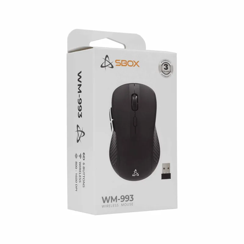 SBOX 2.4 GHz Trådløse Mus 6D 1.600dpi Sort - 9450344