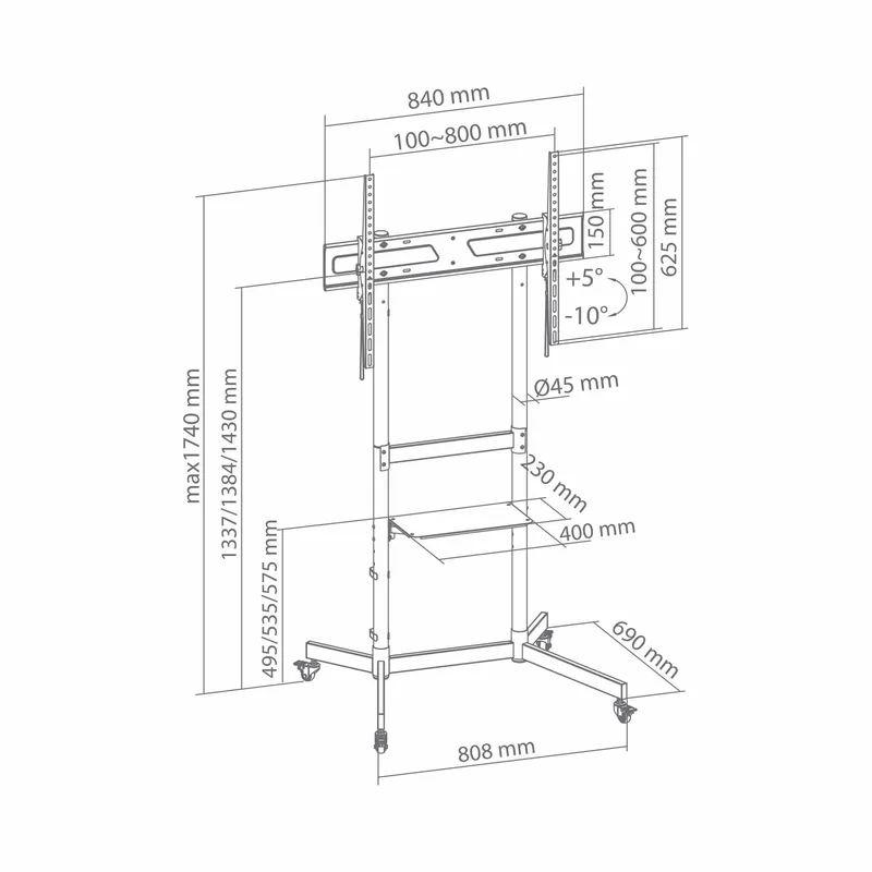 SBOX Mobil Gulvstativ VESA 800/100