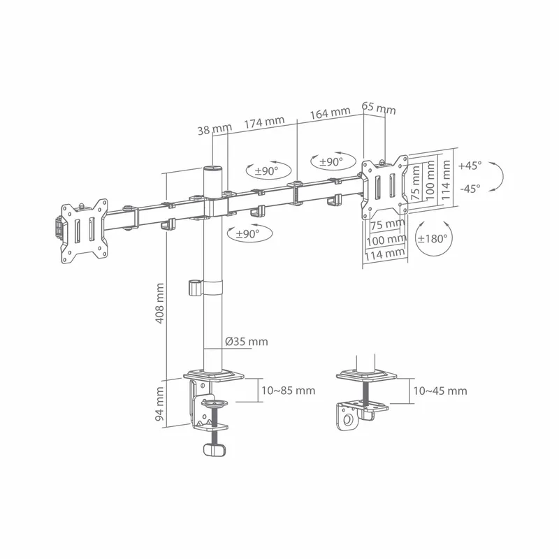 SBOX Skrivebord Skærmbeslag VESA 100/32