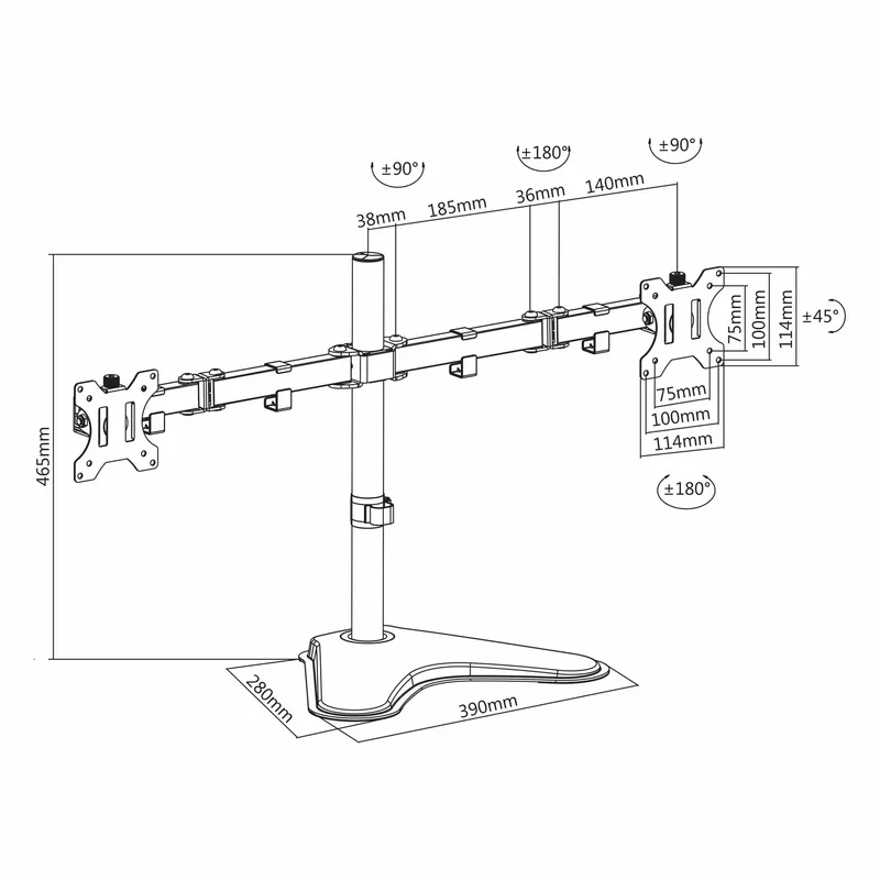 SBOX Skrivebord  Skærmstativ VESA 100/32