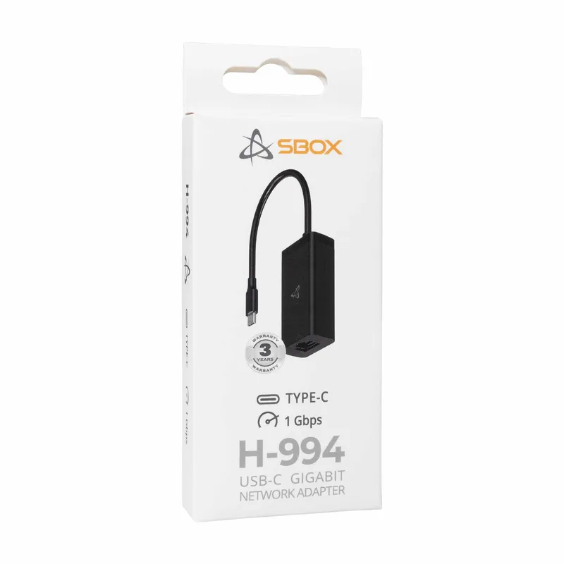 SBOX USB-C LAN Adapter Sort - 9450729