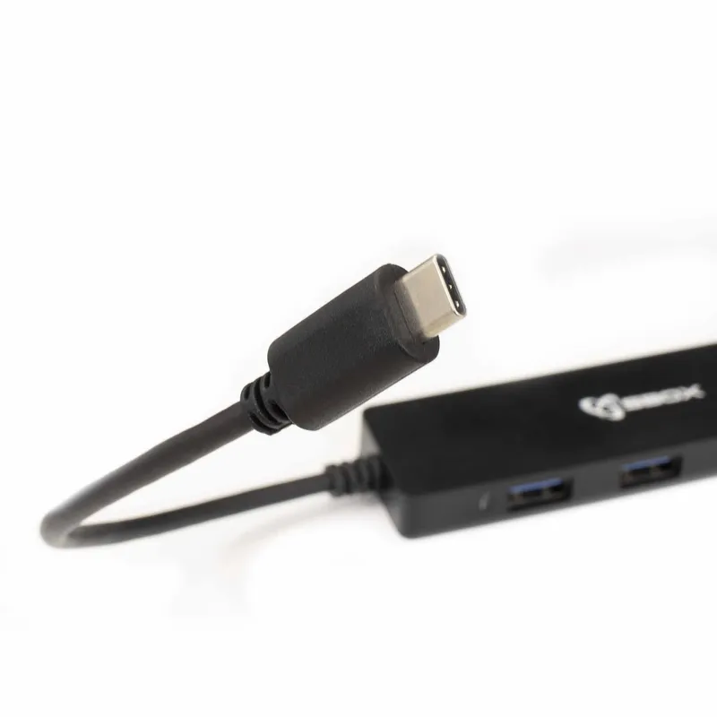 SBOX 4i1 USB-C Slim Hub 4x USB-A Sort - 7326688