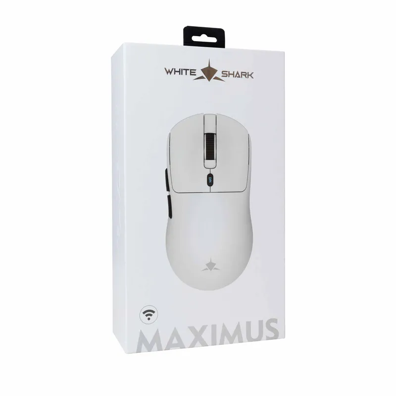 White Shark Premium MAXIMUS Trådløse Gaming Mus 6D 26.000dpi Hvid - 9450807
