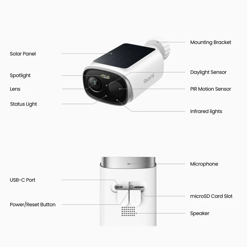 Reolink Argus Solar udendørs batteridrevet Wi-Fi-kamera hvid - 8503701
