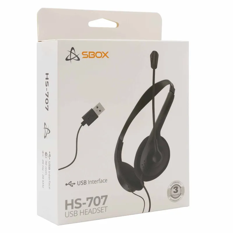 SBOX USB On-Ear Headset Sort - 7326791