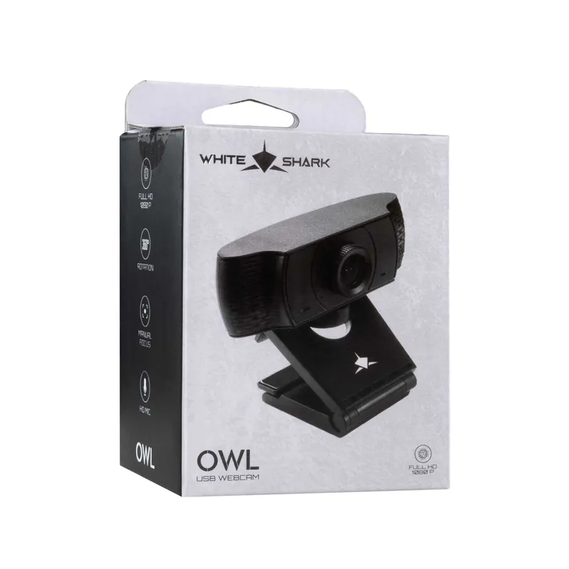 White Shark OWL Full HD USB Webcam Sort - 7326770
