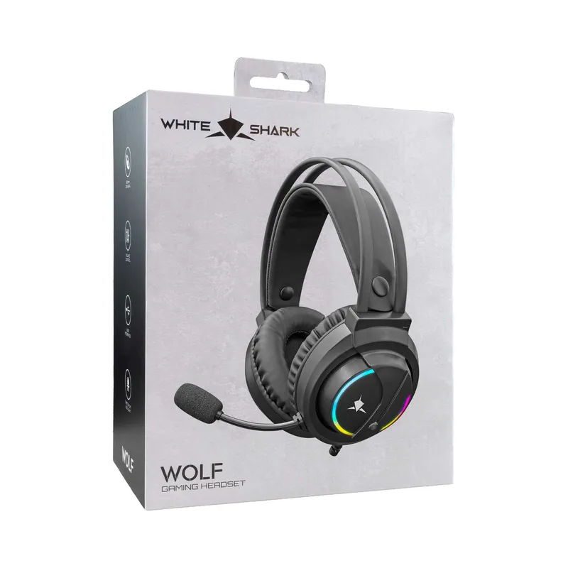 White Shark WOLF On-Ear Gaming Headset Sort - 7326739