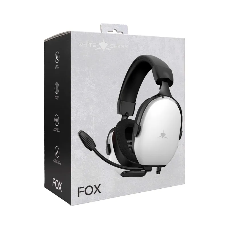 White Shark FOX Over-Ear Gaming Headset Hvid/Sort - 9450739