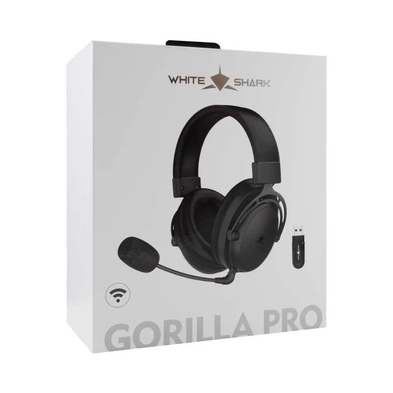 White Shark Premium GORILLA PRO Trådløs Over-Ear Gaming Headset Sort - 9450658