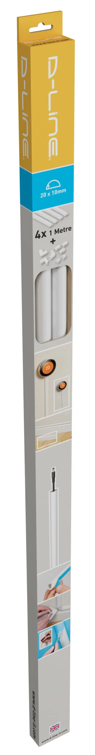 Vivanco D-profil Kabeldæksel 20x10mm 4x1m + 8 adapt. - 2861011