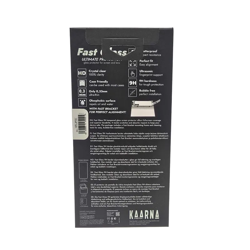 Kaarna 2in1 Full-Screen Glas + Linsebeskytter til Apple iPhone 15 - 8257002