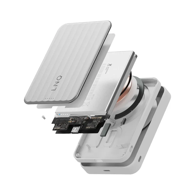 LINQ Magnetisk Trådløs QI2.2 Power Bank 25W/10.000mAh Sølv - 7462339