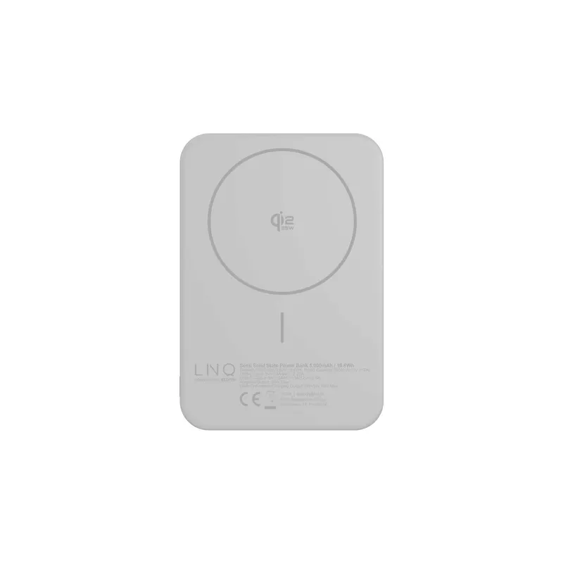 LINQ Magnetisk Trådløs QI2.2 Power Bank 25W/5.000mAh Sølv - 7462338