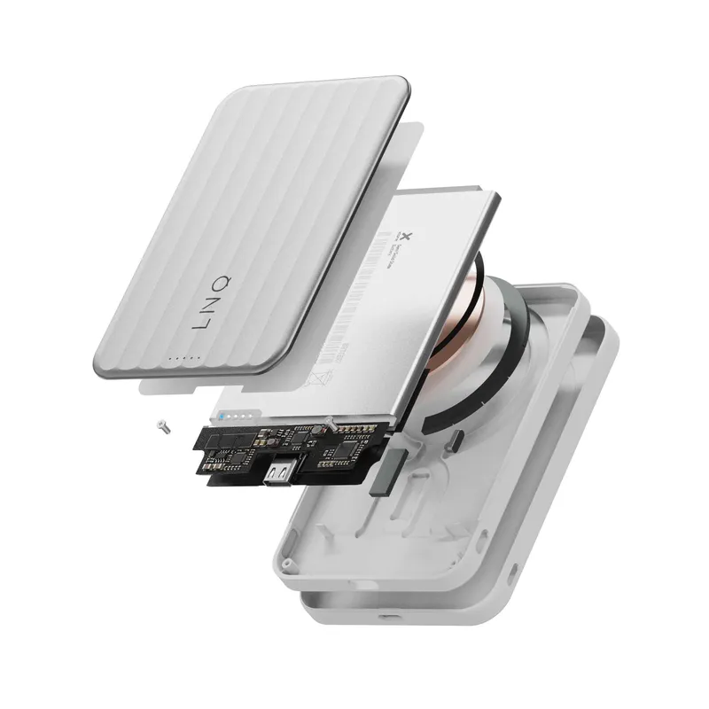LINQ Magnetisk Trådløs QI2.2 Power Bank 25W/5.000mAh Sølv - 7462338