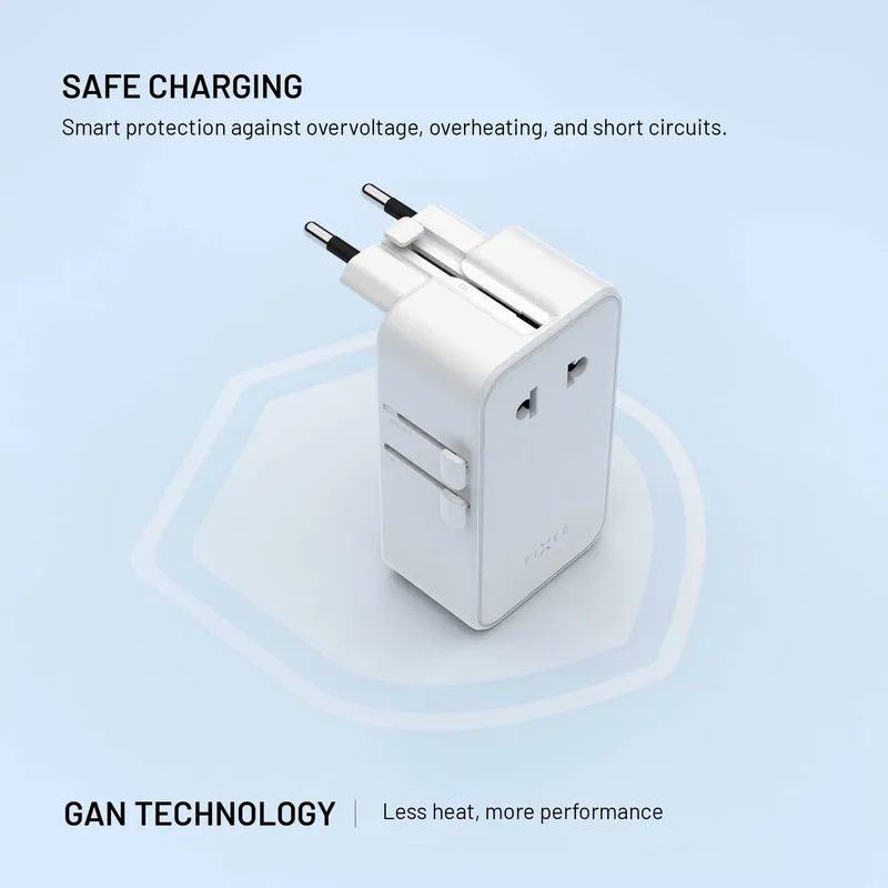 FIXED Rejselader USB-C/-A 70W EU/UK/USA/AUS Hvid - 8019468