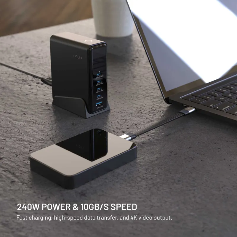 FIXED Clip USB 3.2 Gen2 240W USB-C/C 10Gpbs kabel Sort - 8019456