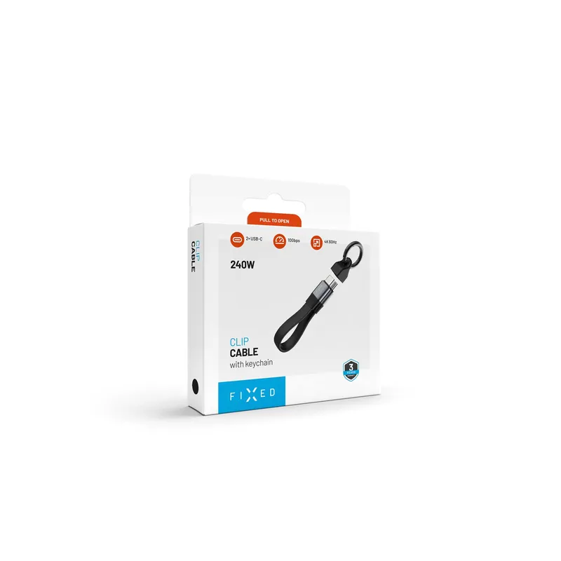 FIXED Clip USB 3.2 Gen2 240W USB-C/C 10Gpbs kabel Sort - 8019456
