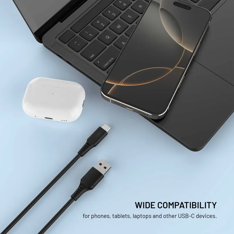 FIXED USB-A til USB-C Silikone kabel 0.3m Sort - 8019017