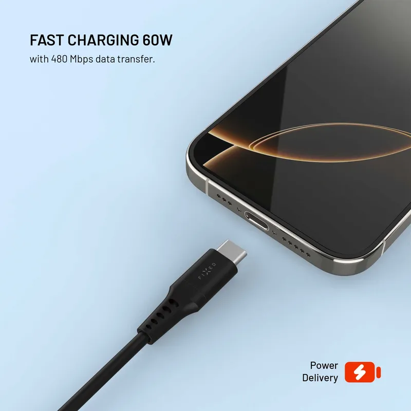 FIXED USB-A til USB-C Silikone kabel 0.3m Sort - 8019017