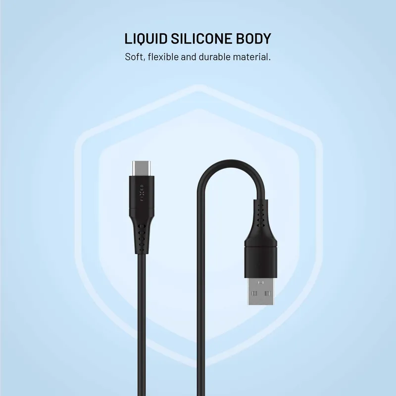 FIXED USB-A til USB-C Silikone kabel 0.3m Sort - 8019017