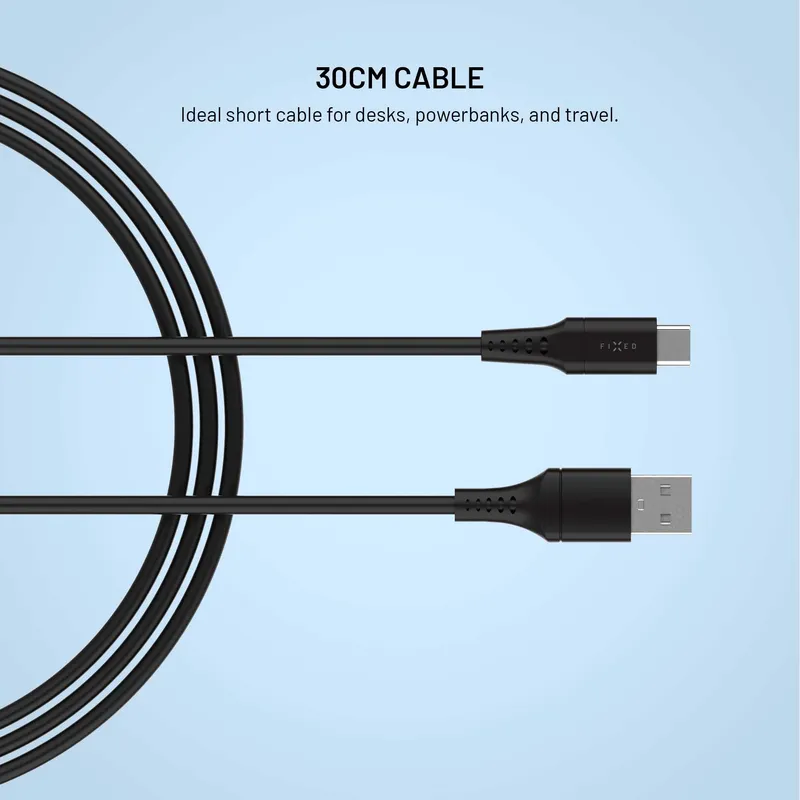 FIXED USB-A til USB-C Silikone kabel 0.3m Sort - 8019017