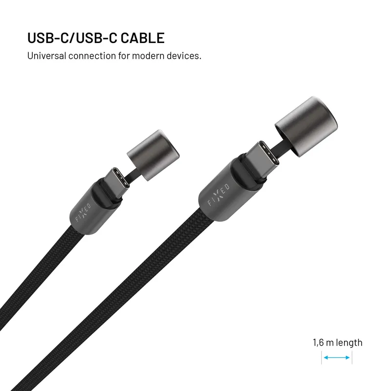 FIXED Nakkekabel USB-C/USB-C 1,6m PD 60W Sort - 8019231