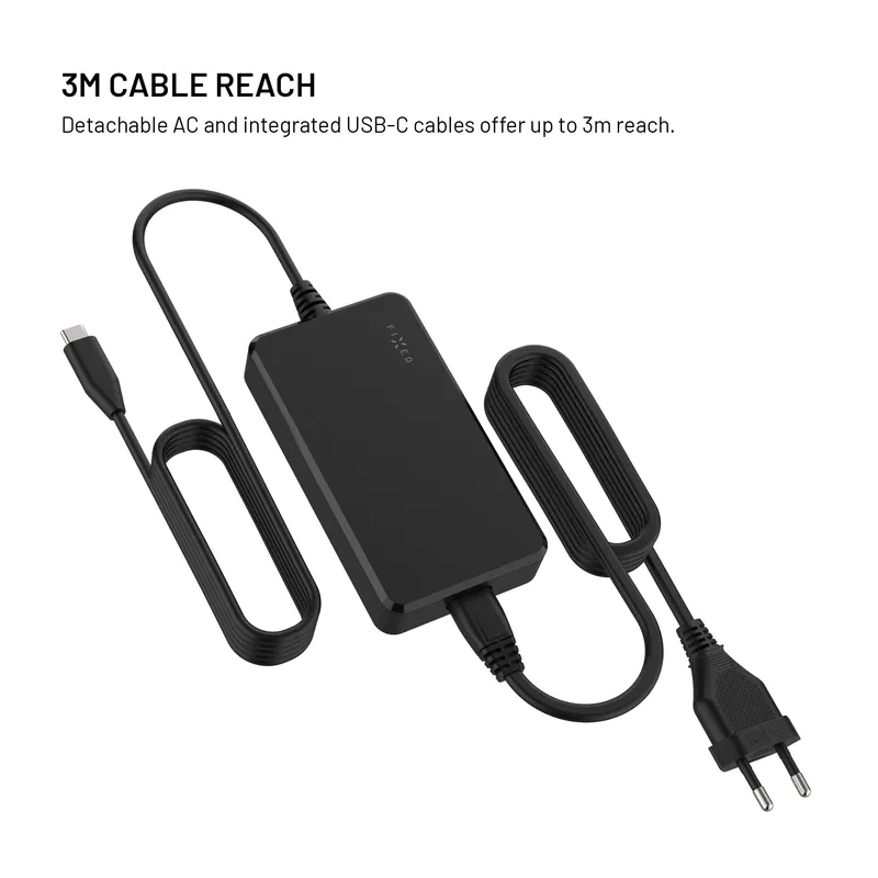 FIXED Super Hurtig GaN Laptop-oplader 100W USB-C 3m - 8019457