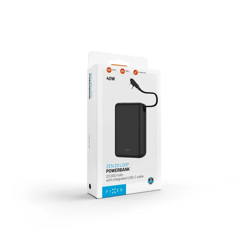 FIXED Zen20 Loop USB-C PD 40W 20.000mAh Power Bank Sort - 8019280