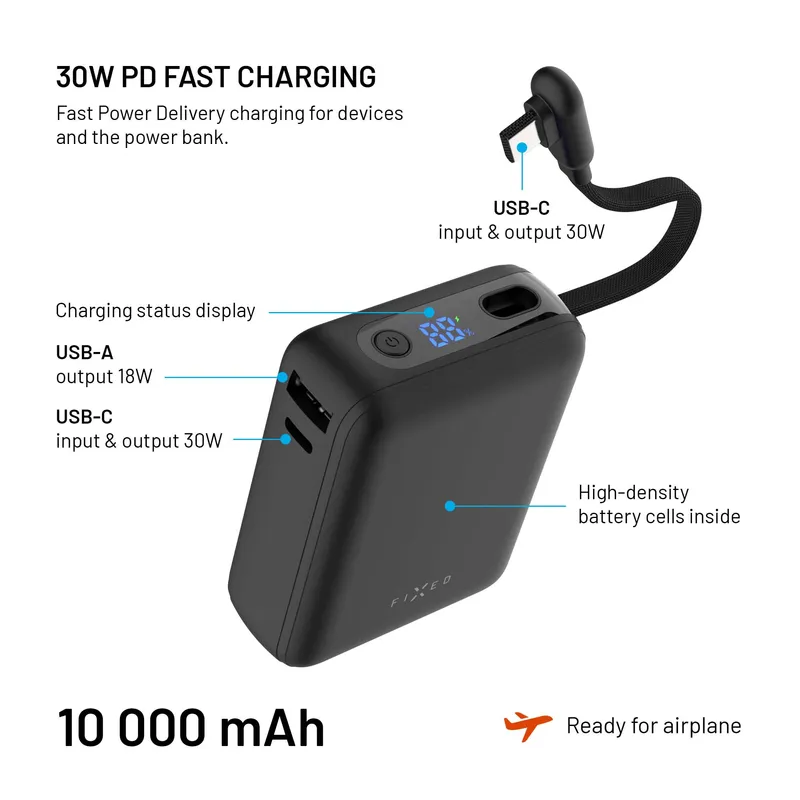 FIXED Zen10 Loop USB-C PD 30W 10.000mAh Power Bank Sort - 8019279