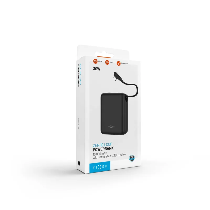 FIXED Zen10 Loop USB-C PD 30W 10.000mAh Power Bank Sort - 8019279