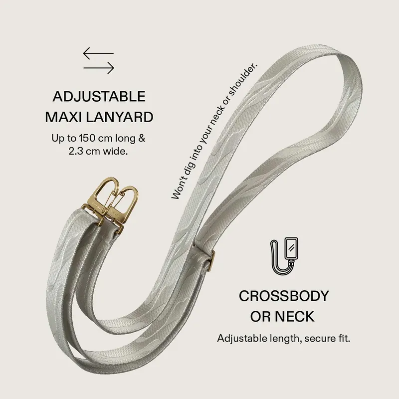 Burga Maxi Lanyard - Justerbar Telefonrem 1.5m Grå - 4167205