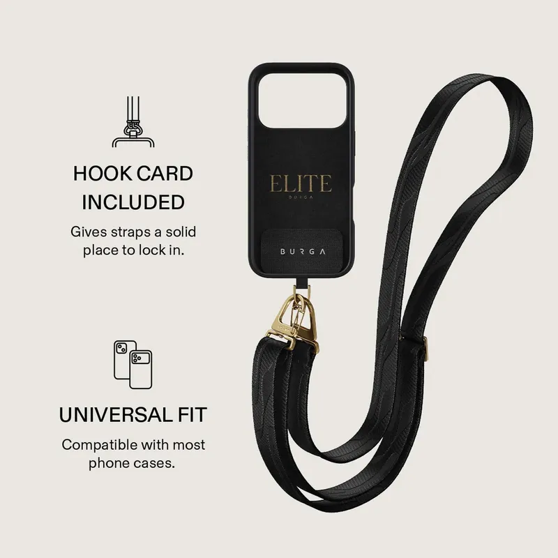 Burga Maxi Lanyard - Justerbar Telefonrem 1.5m Sort - 4167201