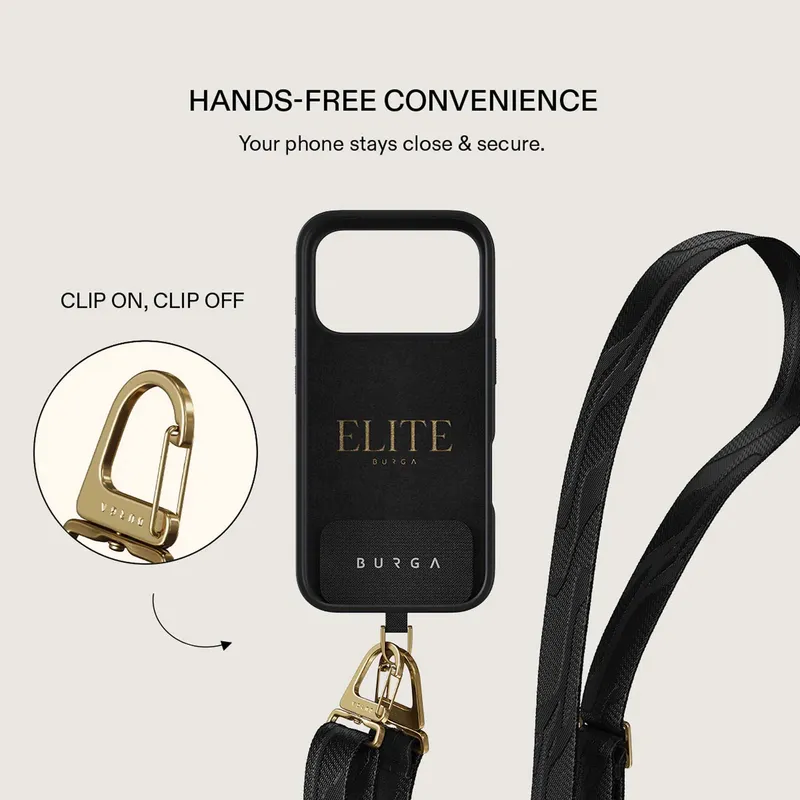 Burga Maxi Lanyard - Justerbar Telefonrem 1.5m Sort - 4167201