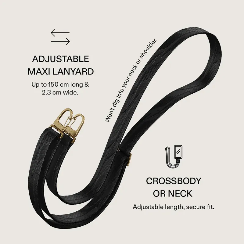 Burga Maxi Lanyard - Justerbar Telefonrem 1.5m Sort - 4167201