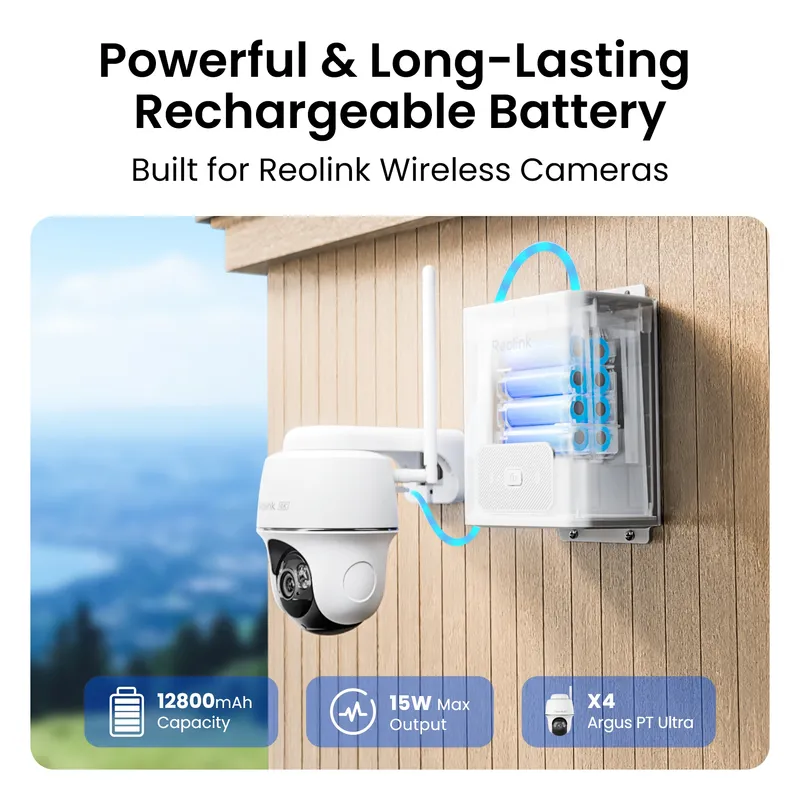 Reolink genopladeligt 12.800mAh batteri IP67 hvid - 3022867