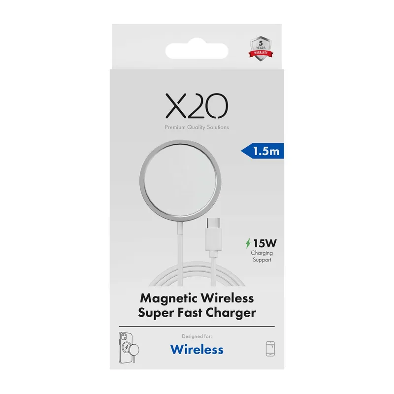 X2O 15W trådløst opladerkabel 1.5m hvid - 3401055