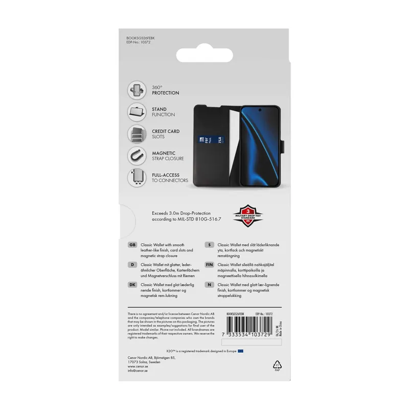 X2O Classic Wallet Samsung Galaxy S26 FE Sort - 3410372