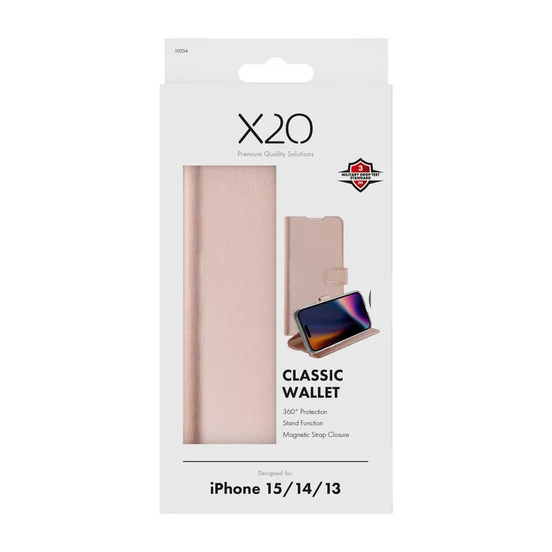 X2O Classic Wallet Apple iPhone 15/14/13 Rose Gold - 3410254