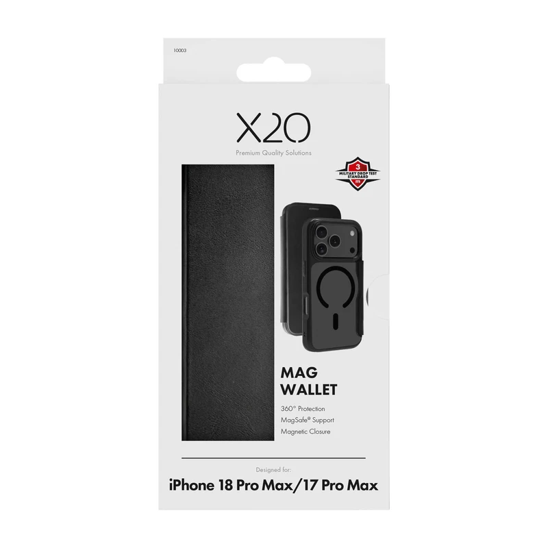 X2O Mag Wallet Apple iPhone 18 Pro Max/17 Pro Max Sort - 3410003