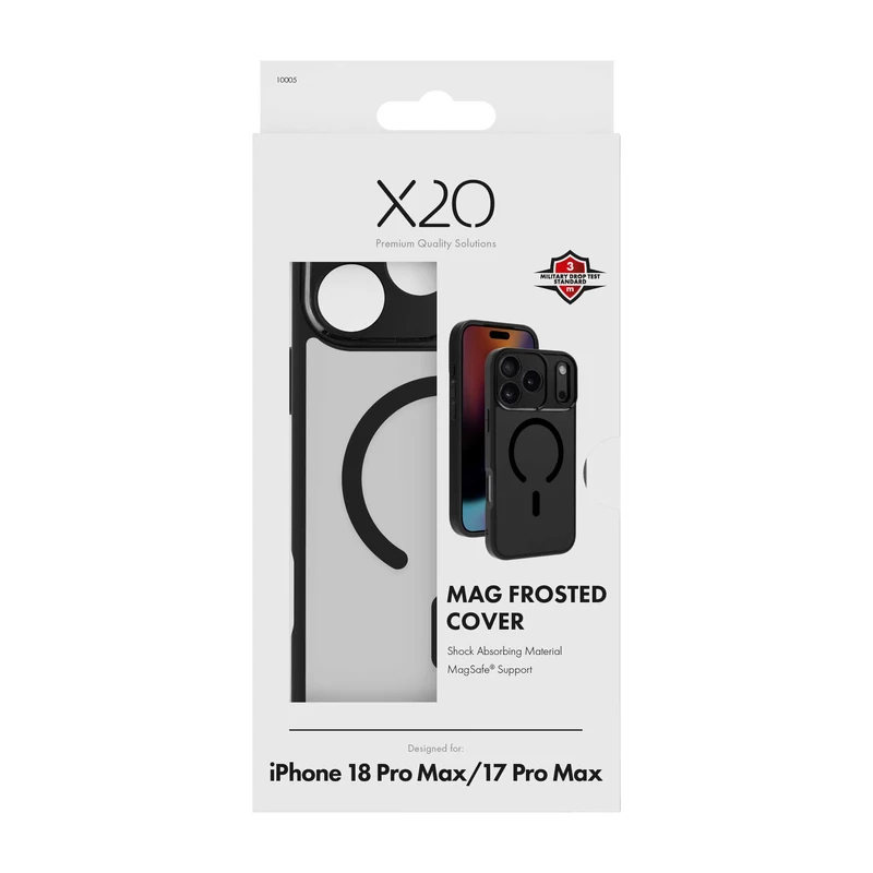 X2O Mag Frosted Cover Apple iPhone 18 Pro Max/17 Pro Max Frostet/Sort - 3410005