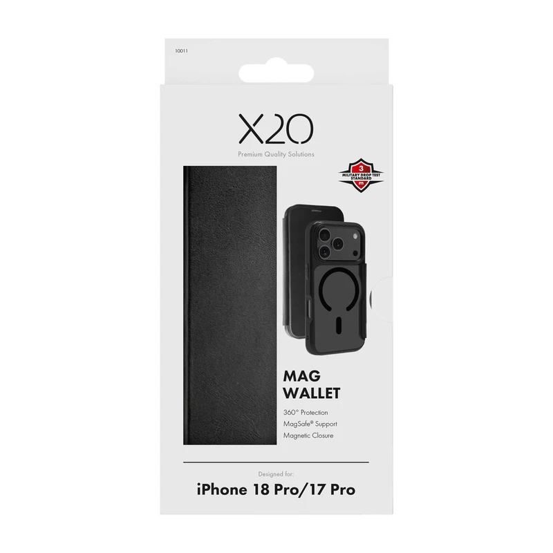 X2O Mag Wallet Apple iPhone 18 Pro/17 Pro Sort - 3410011